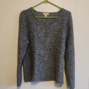 VTG Christopher & Banks Textured Blue V-Neck Sweater Sz XL